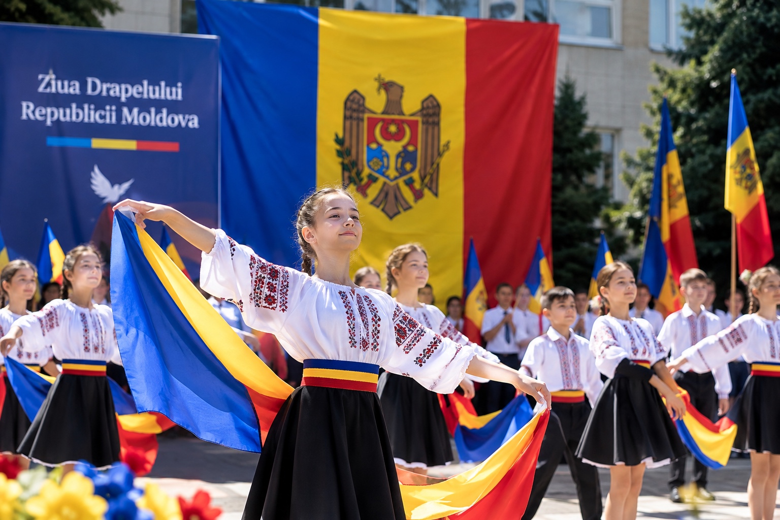 Ввыступление ансамбля «Exclusive» на Дне Флага Республики Молдова.  Направление: Танцы для детей в Кишиневе.